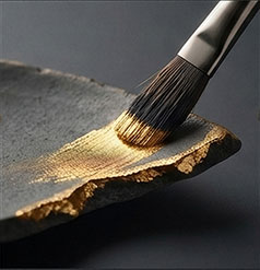 Gold lacquer being applied with a brush